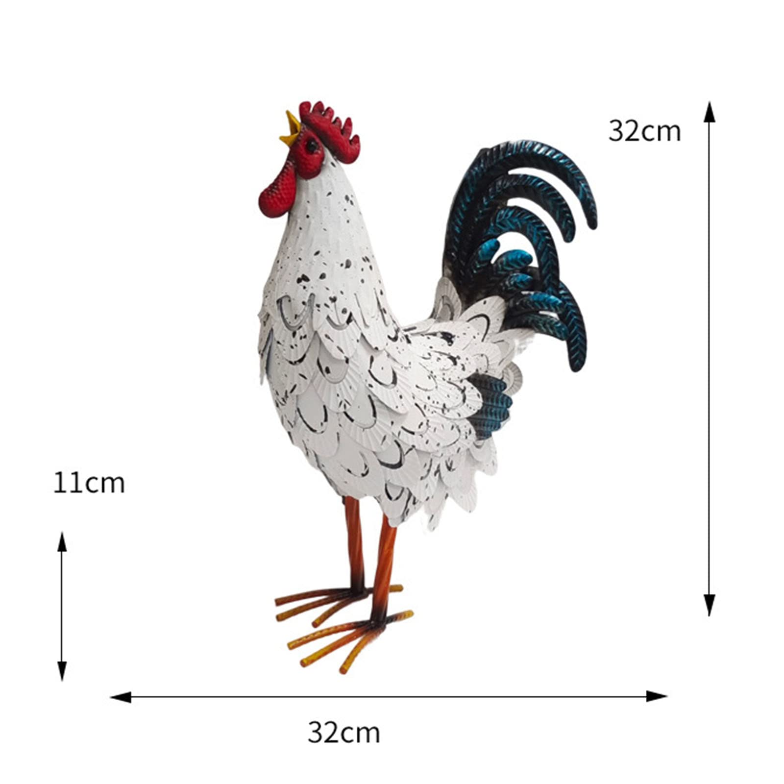 Metallo Rooster Decor, Animal Yard Art Lawn Ornament Figures Artwork per Outdoor, Patio, cortile e Decorazione Domestica Della Cucina (white)
