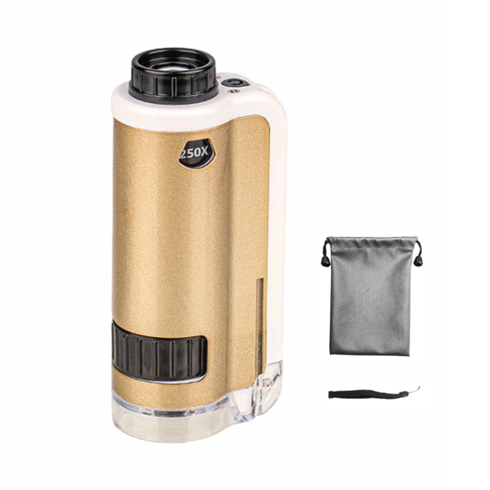 Tsophreniq Gold Kids Handheld Alloy Pocket Size Microscope With 100X-250X Magnification Led Light For Science Education And Exploration Kids Microscope