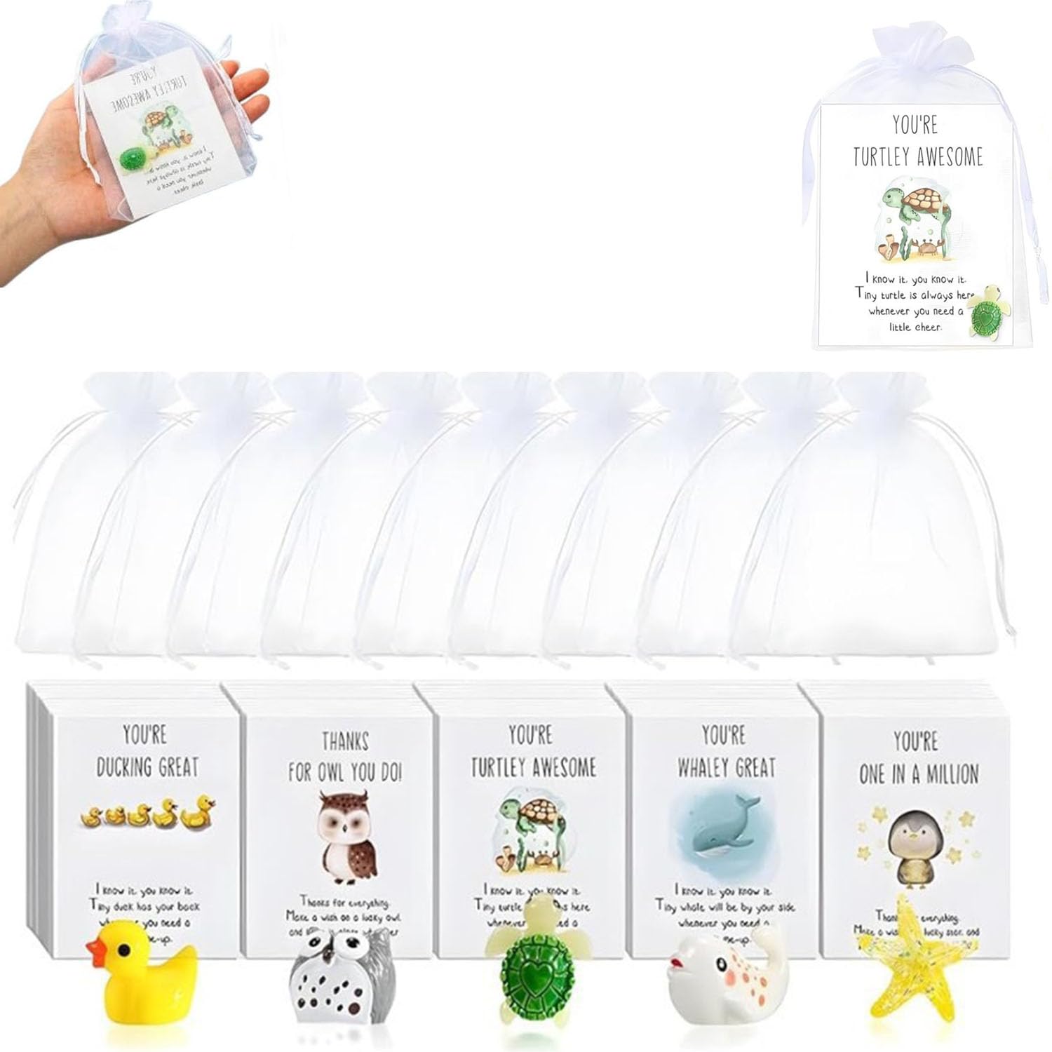 Animal Pun Note Cards, 2025 New Funny Resin Animals with Thank You Cards, Employee Appreciation Gifts Bulk, Set of Animal Pun Note cards, Thank You Notes for Kids Student (50)