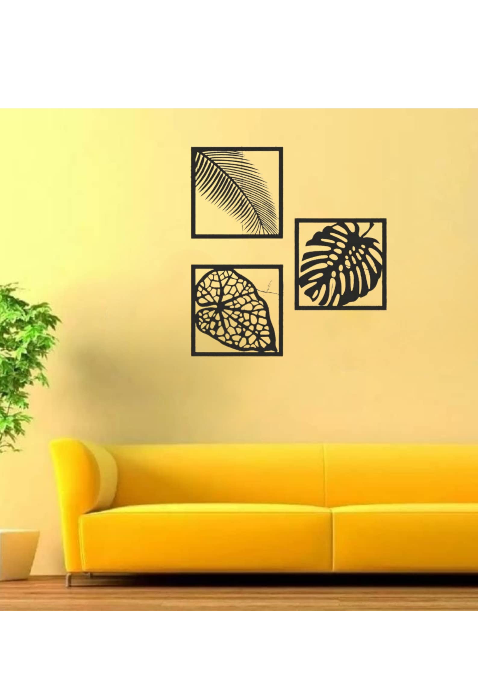 DigiArt 3 Pcs Leaf Design | Home Office Decoration | Gift | Wooden Wall Art | Laser Cut Arts | Home Décor | Gift Items |