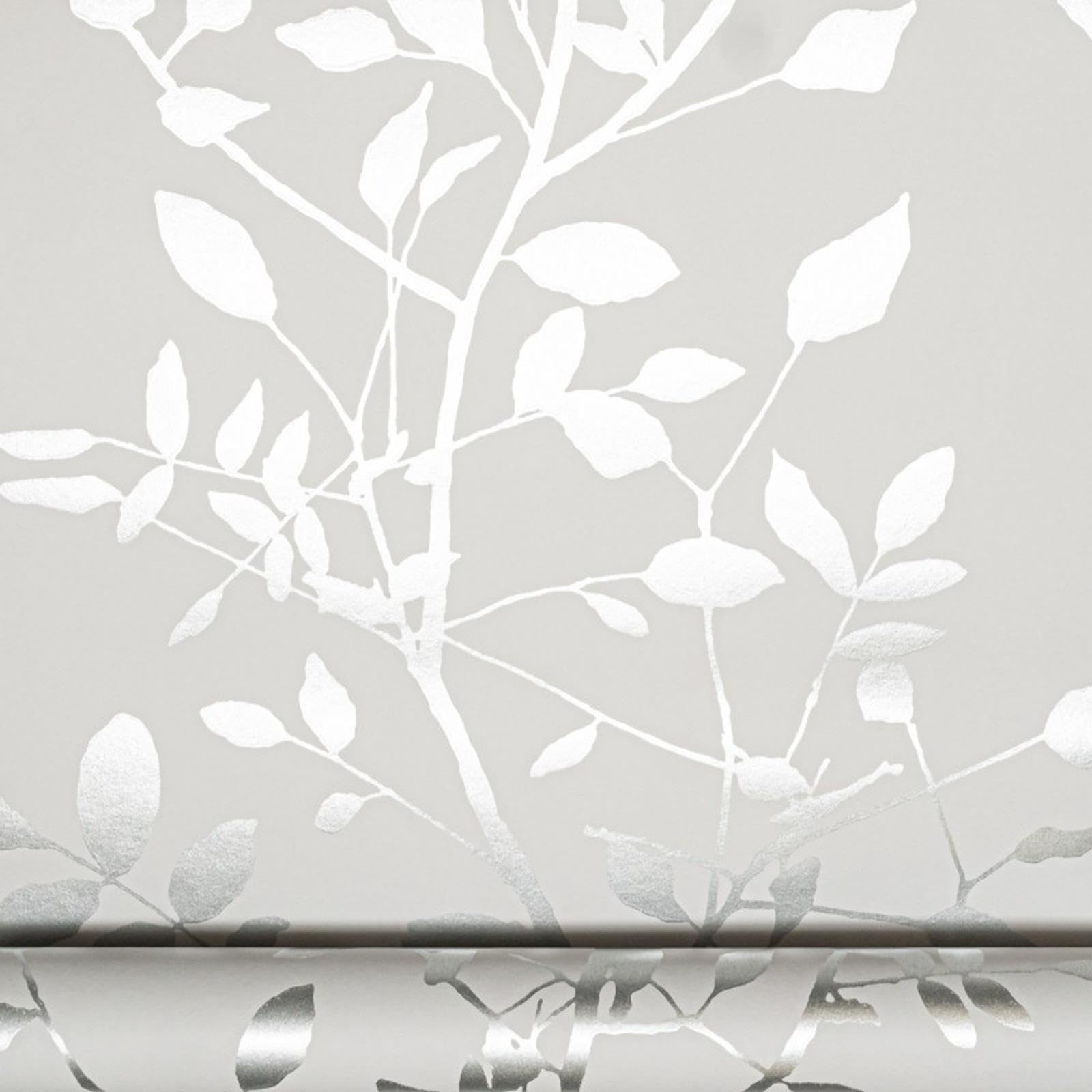 Sophie Laurence Pale Grey Silver Pale Grey Floral Wallpaper Silver Metallic Shimmer Paste The Wall Vinyl Feature