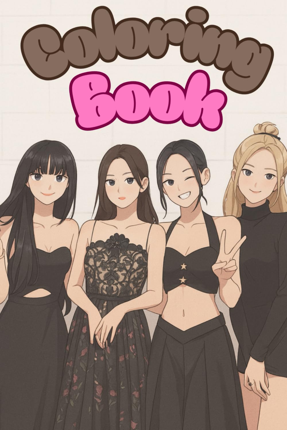 Black Pink Coloring book: Gorgeous & simple black and white illustrations