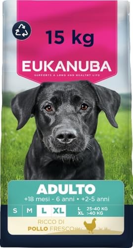 EUKANUBA Cibo secco per Cani con pollo fresco per razze di taglia grande - Alimento secco premium per Cani adulti, 15 kg