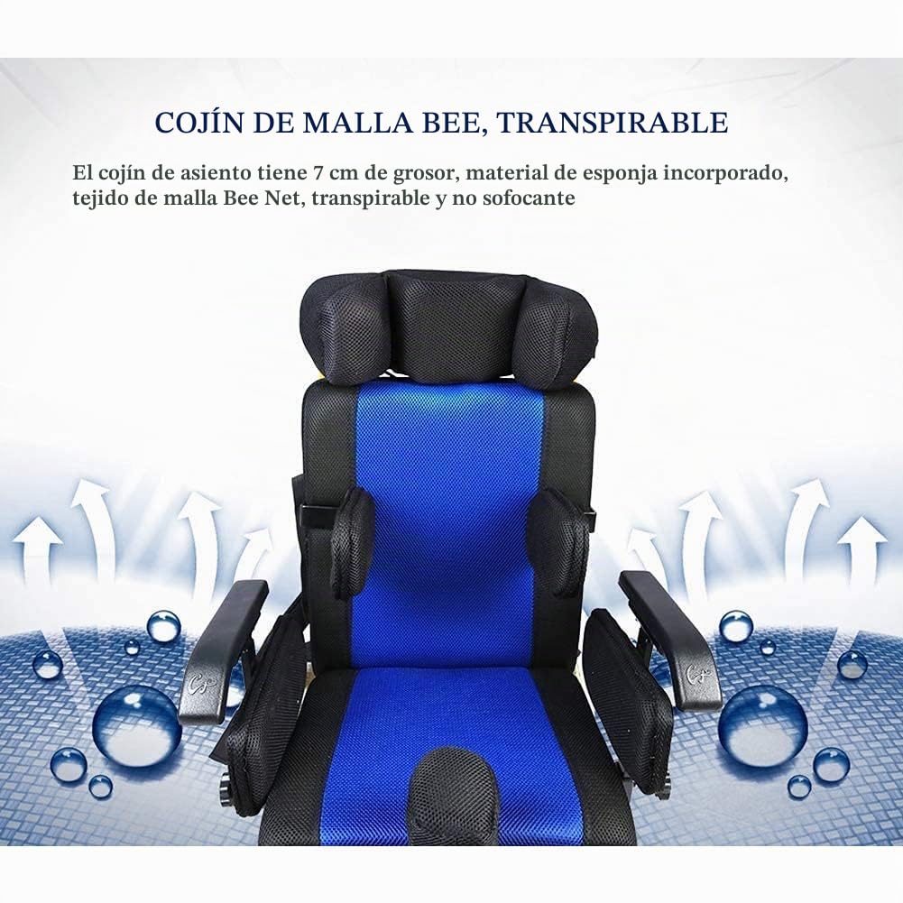 Carro para silla de ruedas para parálisis cerebral, totalmente tumbado, reclinable, médica, para adultos/niños con necesidades especiales, diseño multifuncional