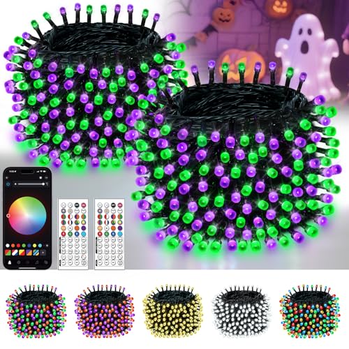 Smart Color Changing Halloween Lights, 2Pack 164FT 400LED Purple, Orange