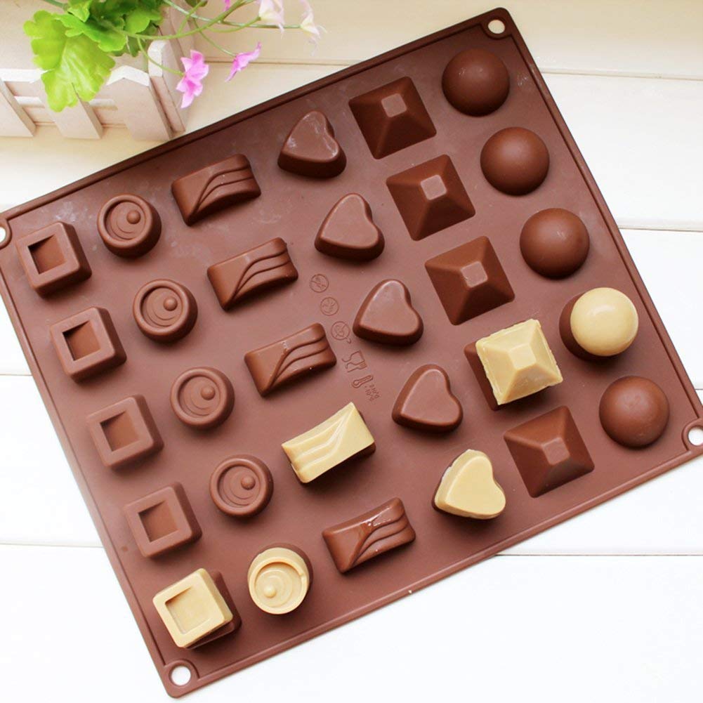 Amos Silicone 30 Cavity 6 Designs Chocolate Candy and Ice Mould Pack of 1 (Random Color) 3