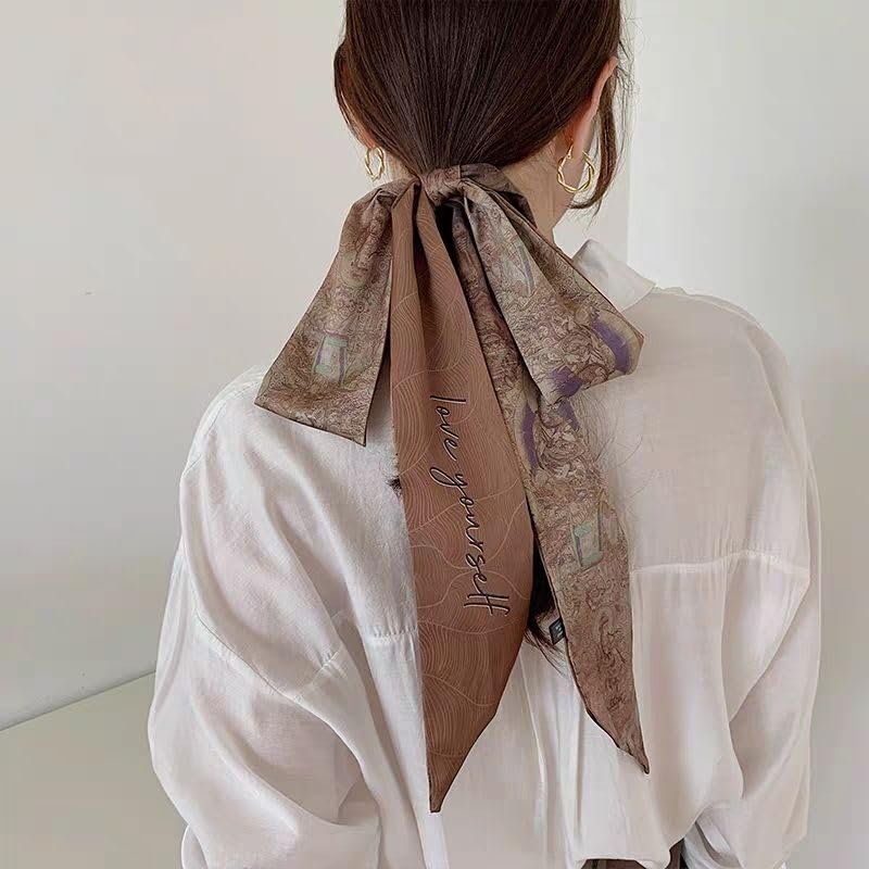 Retro Double-sided Long Thin Scarf Skinny Ribbon Neck Tie Waist Belt for Women Girls3