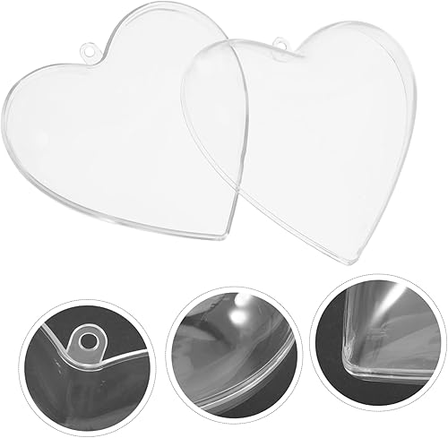 Miniatura 9 de GANAZONO Adornos de plástico transparente, 1 unidad, plástico transparente, acrílico para Navidad, bricolaje, adornos de corazón rellenables de