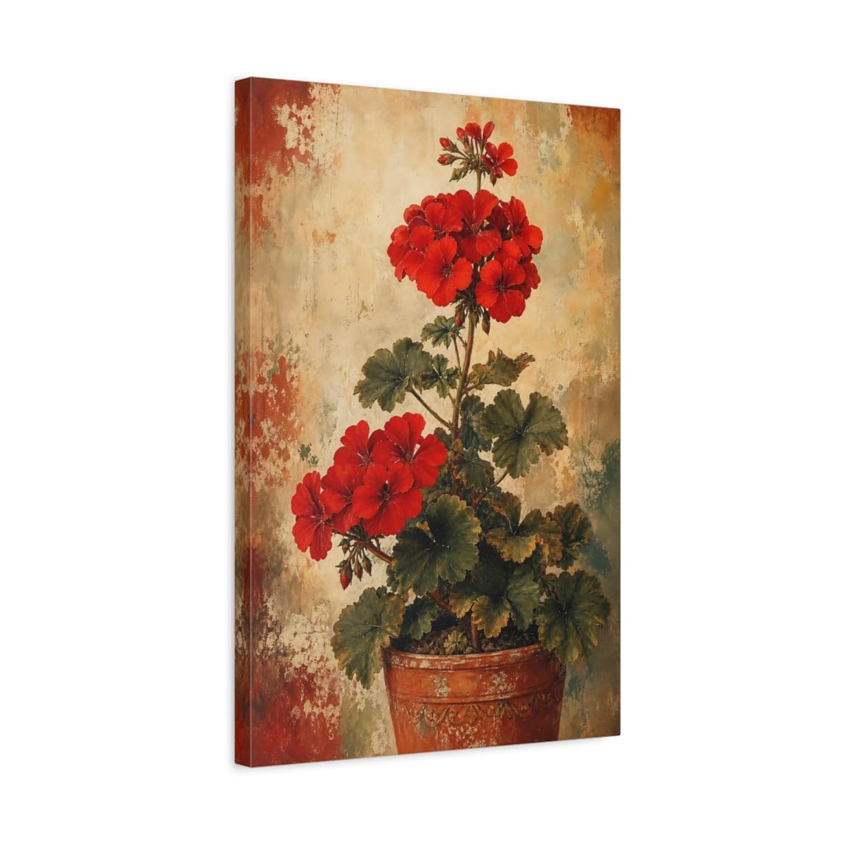 Impression géranium rouge sur toile châssis premium de 3 cm - 8