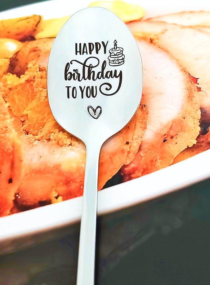 Birthday Gift Spoon for Women Men Happy Birthday to You Spoons for Daughter Brother Happy Birthday Gifts for Dad Grandson Coffee Lovers Gifts for Sister Friends Engraved Spoon
