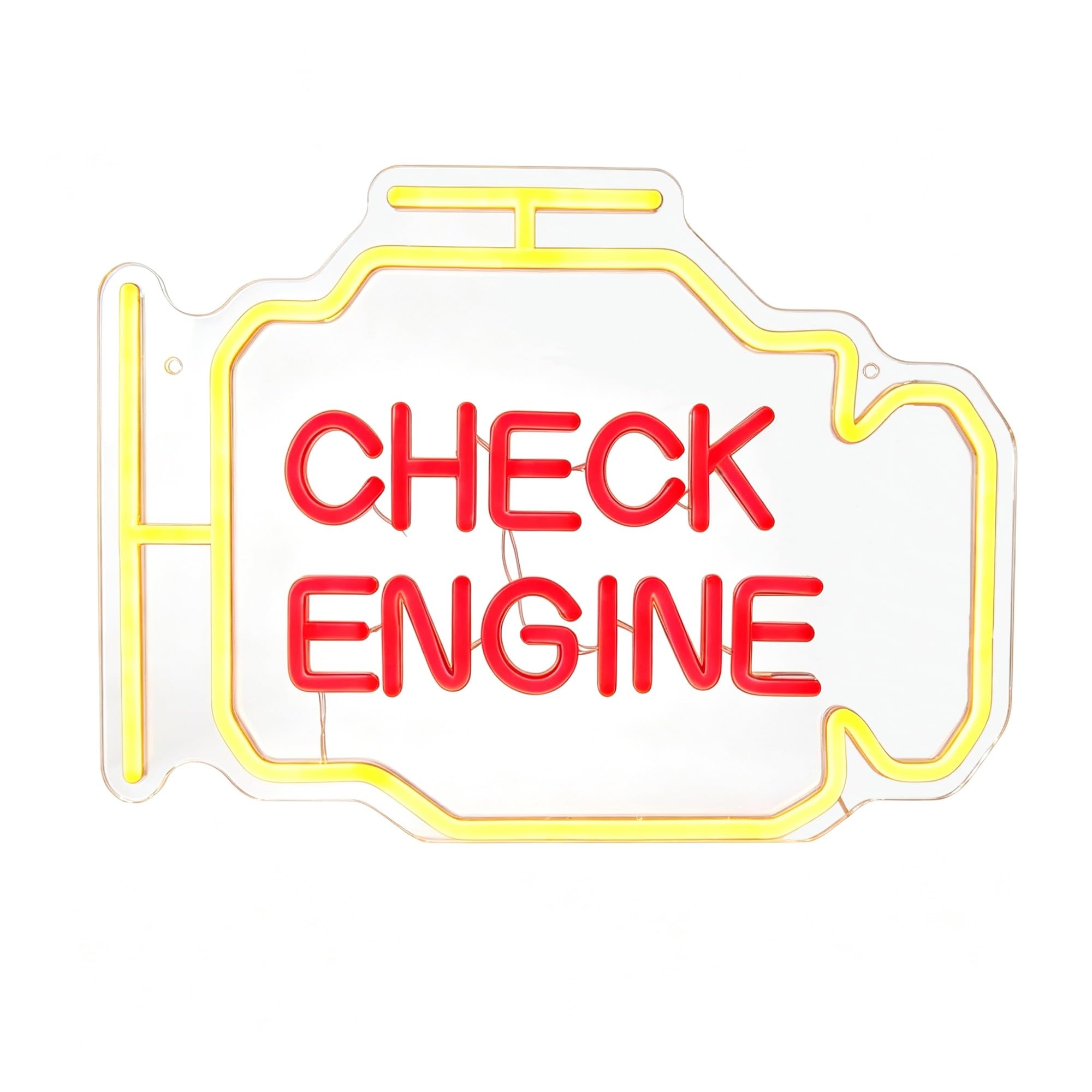 Dimmable Check Engine Neon Sign Acrylic Car Garage Man Cave Wall Decor