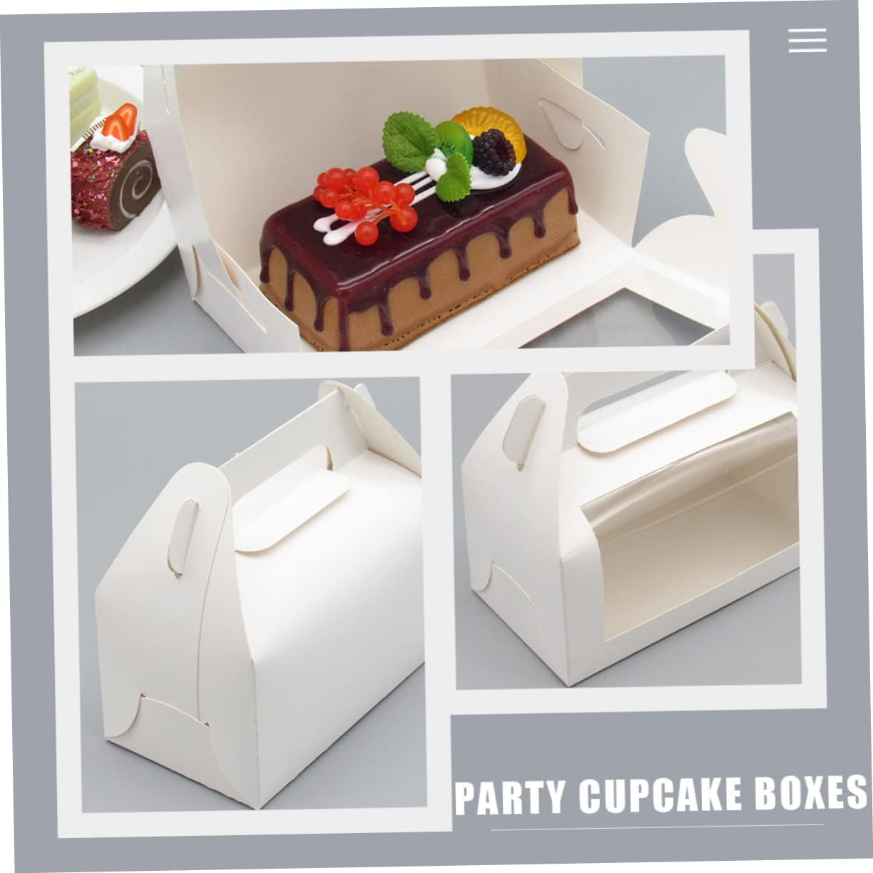 10pcs Small Cake Boxes Paper Bakery Boxes Window Cookie Wrapping Portable Dessert Packaging