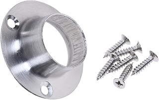 Mini Skater 2 Pcs Stainless Steel Rod Socket Flange Set with Screws Shower Wardrobe Bracket Heavy Duty Round Bracket Hanging Closet Pole Sockets Rod End Support 1 Inch Diameter