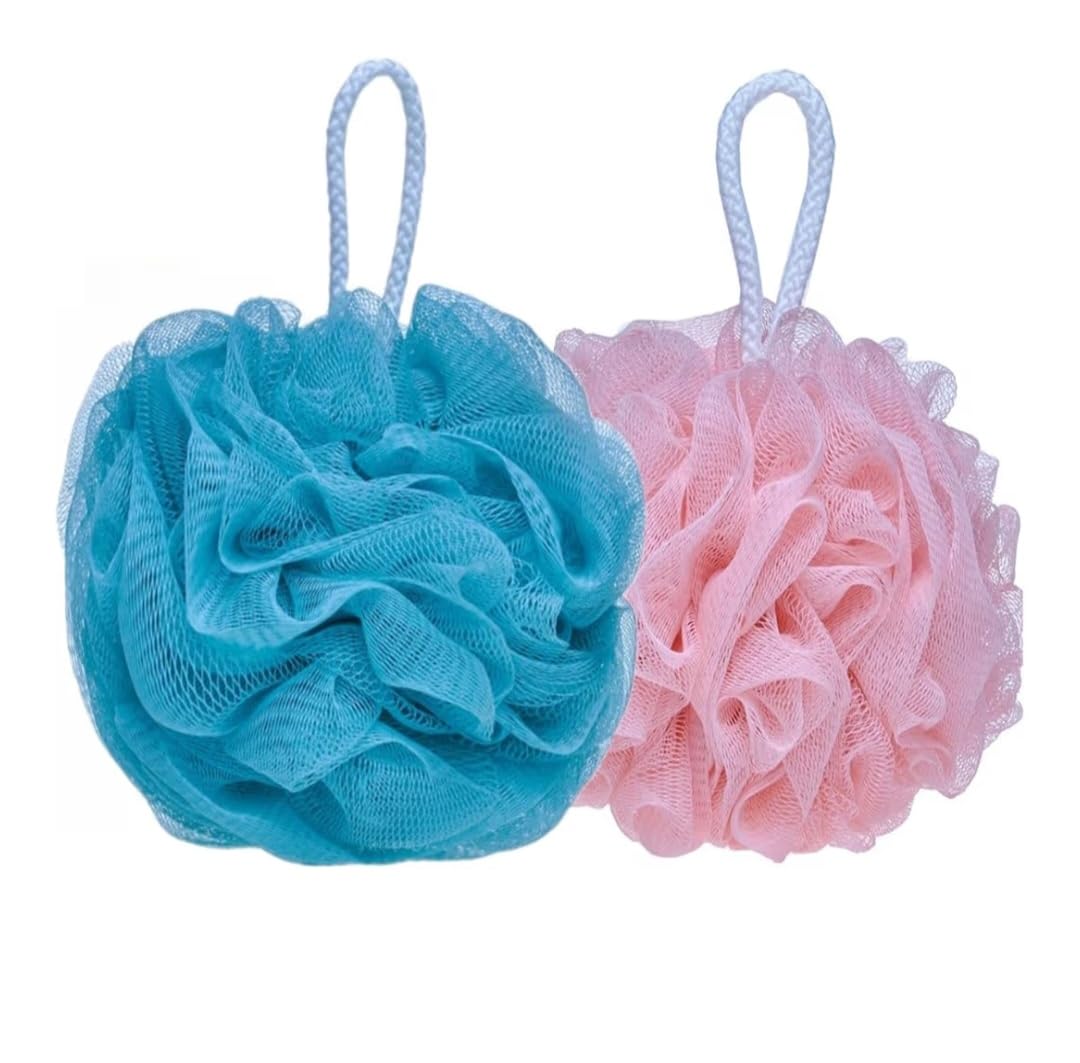 Bath Loofah Sponge Round Exfoliator Scrubber for High Lather Cleansing Men & Women | Soft Mesh Body Sponge | Skin Friendly, Multicolor (Pack of 2, 2)-image-42