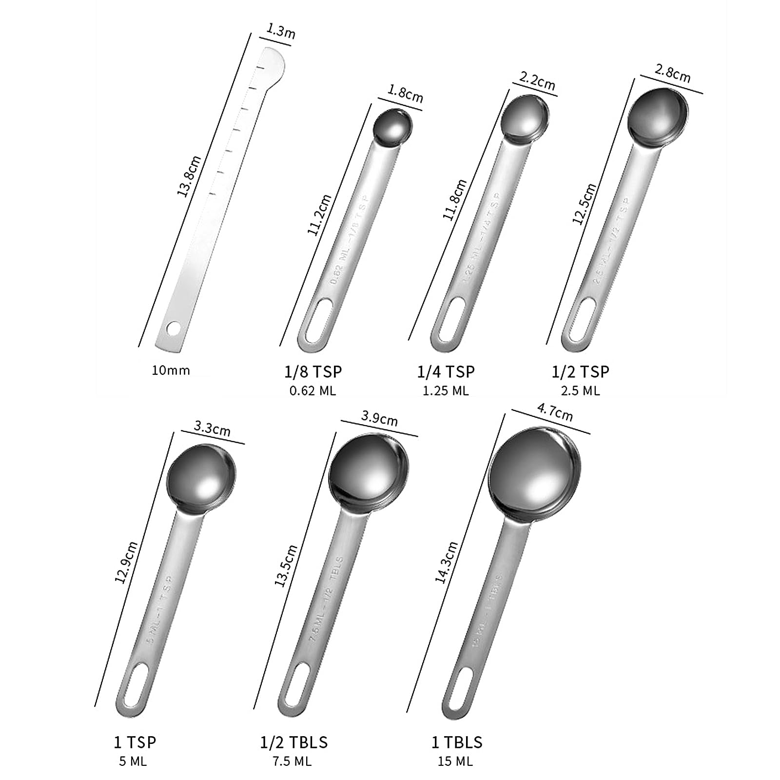 Tablespoon Measuring Spoons Set,7 PCS Metal Measuring Spoons,Stainless Steel Measuring Spoons for Cooking Bakeing