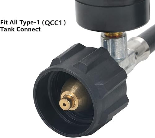 Miniatura 4 de ATKKE Adaptador de manguera de propano de 1 libra a 20 libras con medidor, adaptador de parrilla de tanque de propano de 12 pies para parrilla Weber