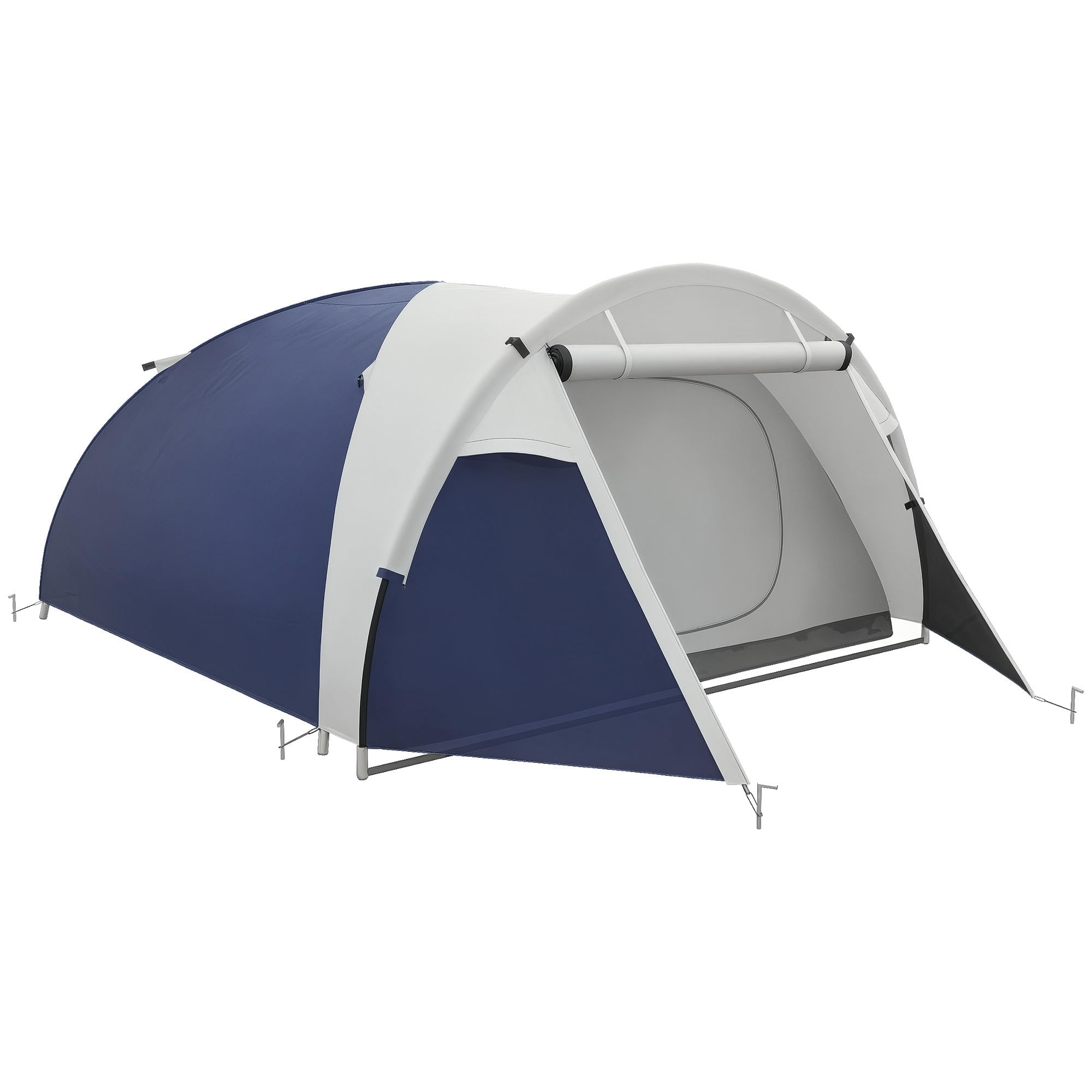 Outsunny Tente de Camping 3/4 Personnes dôme légère, Facile à Monter | Tente 3 places, ventilée, portes zippées, sac inclus, Oxford 320 x 240 x 130 cm, bleu foncé gris clair