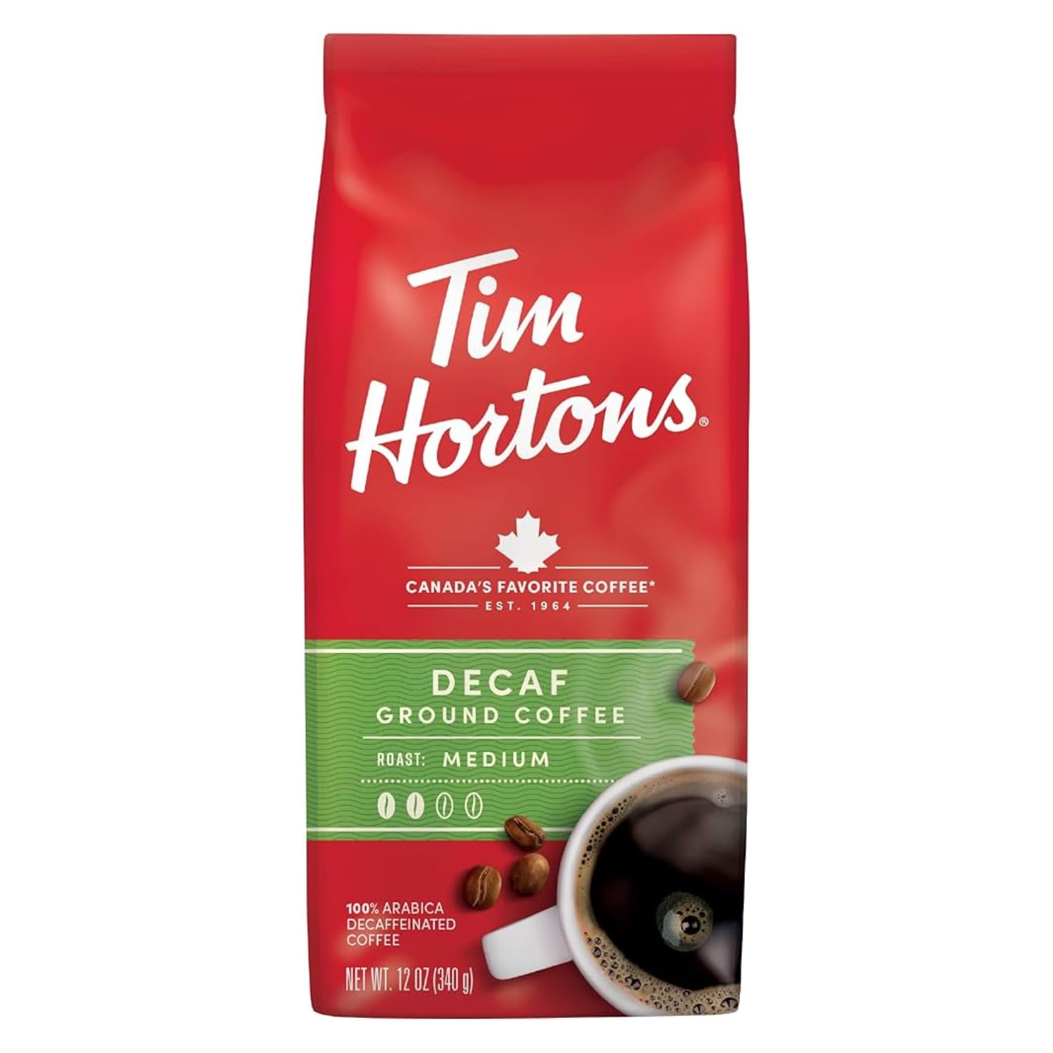 Tims Horton Decaf Ground Coffee, Medium Roast, Rich and Smooth