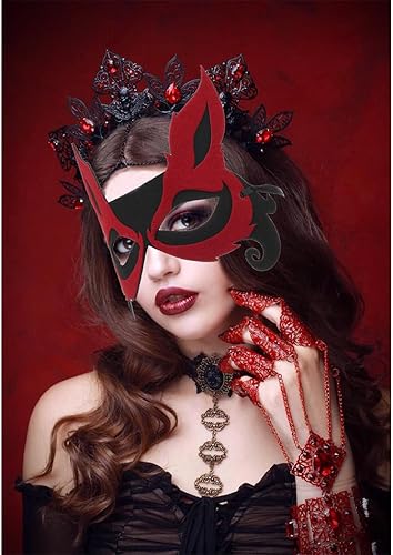 Miniatura 2 de Sinalty Máscara de media cara de zorro sexy para adultos y niños, máscara de Halloween, anfitrión, banquete, fiesta, máscara facial para fiesta de