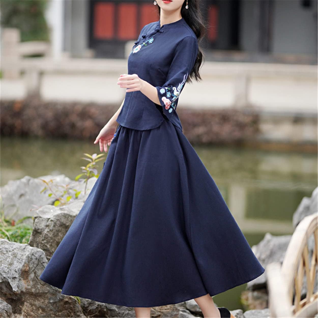 Vitality F チャイナ服 レディース チャイナ民族服 チャイナドレス 花柄刺繍 チーパオ 夏 リネン 洋服 漢服 7分袖 太極拳服 綿麻 中華服 スカート シャツ 秋 唐スーツ 茶師服 春 Vitality F チャイナ服 レディース チャイナ民族服 チャイナドレス 花柄刺繍 チーパオ 夏 リネン 洋服 漢服 7分袖 太極拳服 綿麻 中華服 スカート シャツ 秋 唐スーツ 茶師服 春