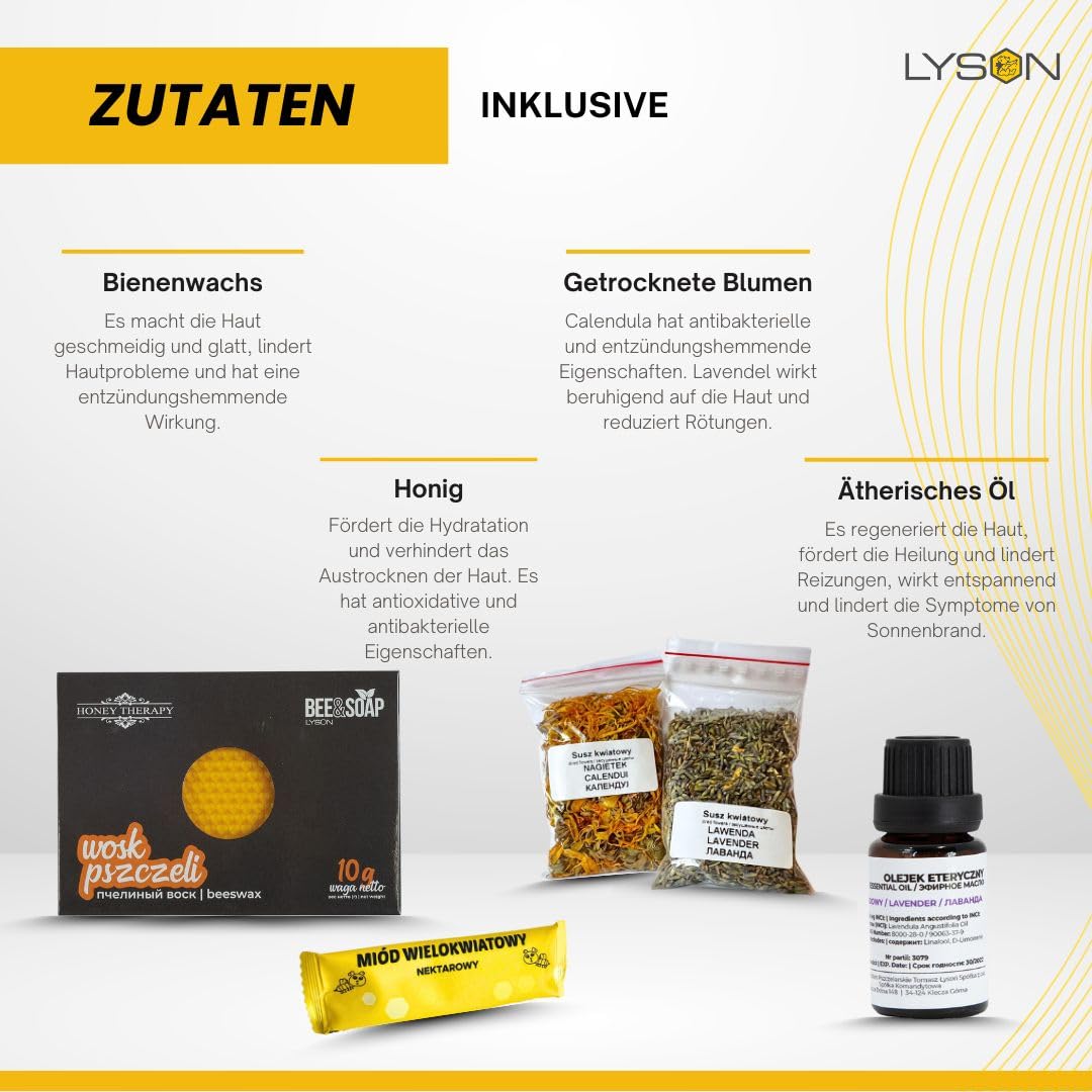 LYSON Zestaw kreatywny do wyrobu mydełek dla dzieci i dorosłych oparty na bazie glicerynowej, kwietnym aromatycznym suszu, dodatkach kosmetycznych, opracuj i rozdawaj ręcznie robione mydło