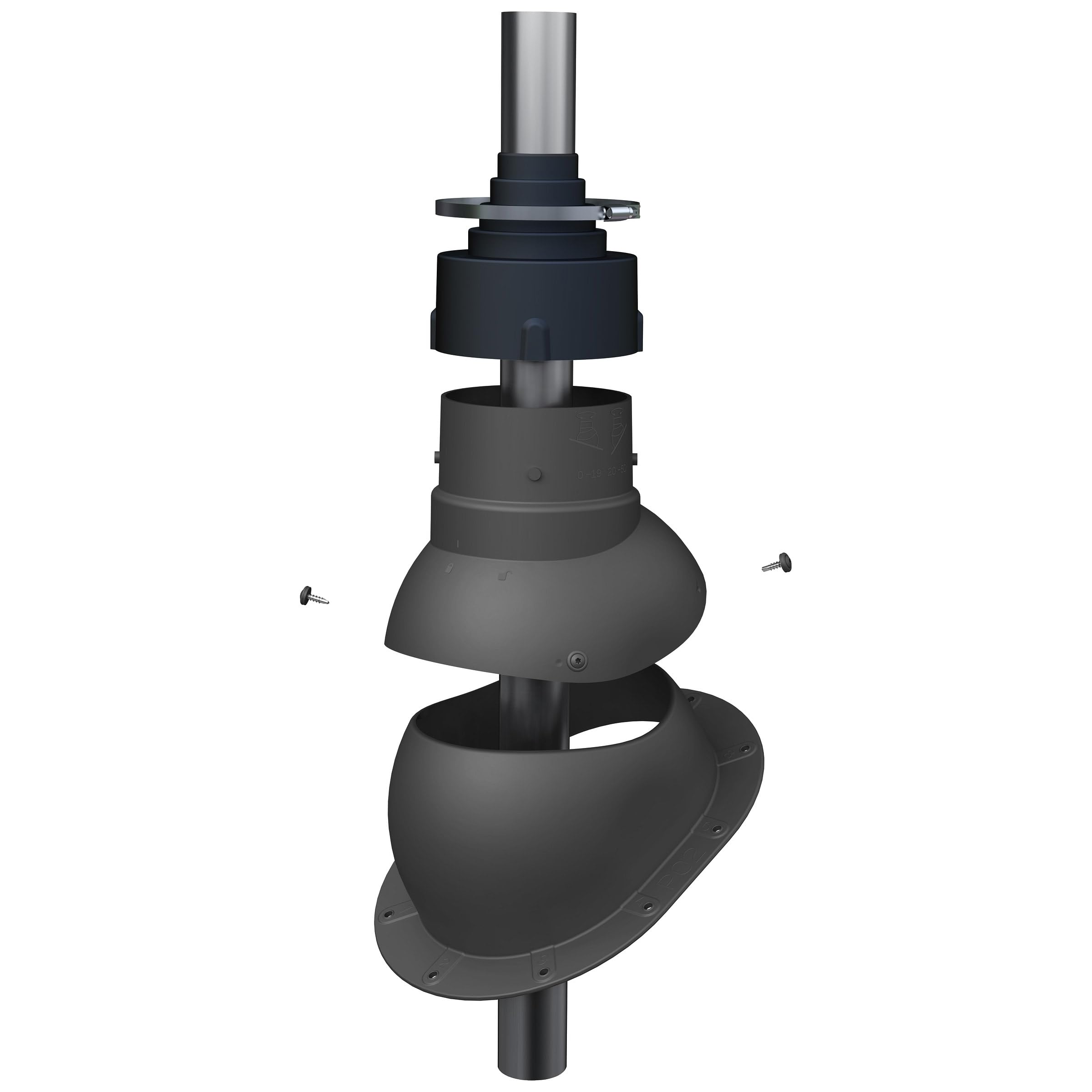 Dachdurchführung für Gerätemasten Ø19–90 mm – Braas - Rubin 13V Dachziegel für TV-Antenne, Satellit, Blitzschutz, Kommunikation, Dachdurchgang mit EPDM-Dichtung (RAL 7016 - Anthrazit)