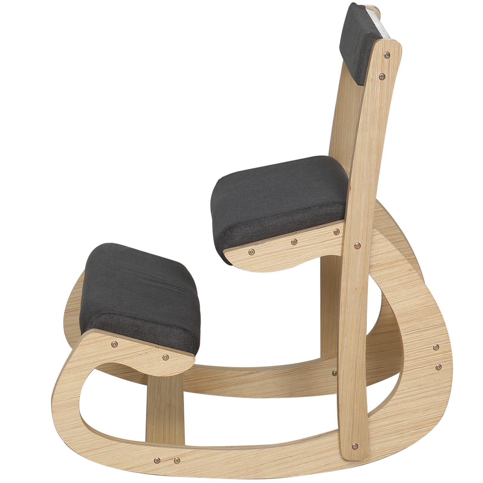 Ergonomischer Kniestuhl, verstellbar, mit Rückenlehnen, Kniestuhl, Haltungsstuhl für Schreibtisch, Heimbüro, Holz, Kniehocker und Kniestuhl
