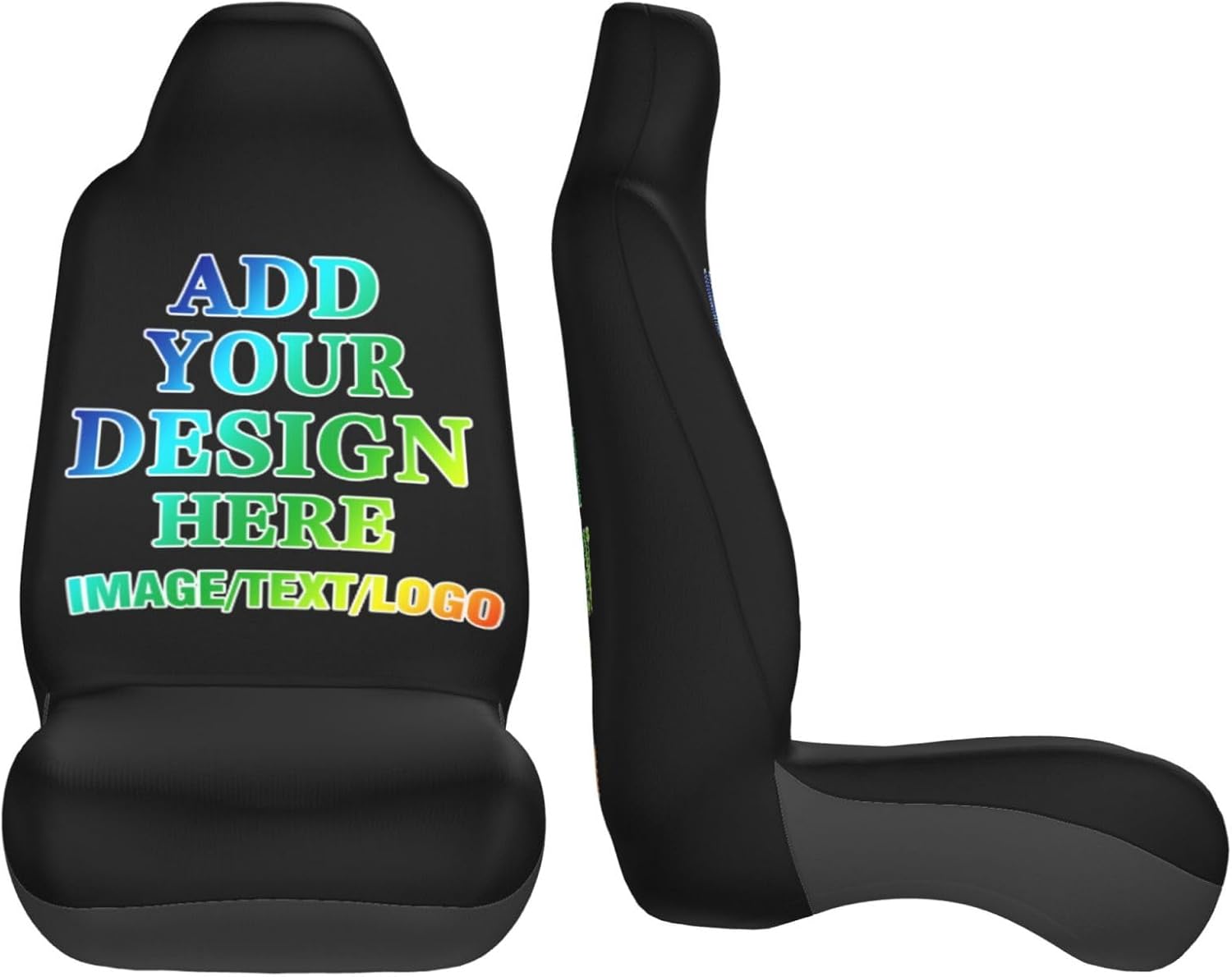 Custom Car Seat Covers 2PCS, Add Add Logo&Image&Text, Personalized Car Front Chair Protector, Auto Interior Cover Universal Fits for Trucks and SUVs