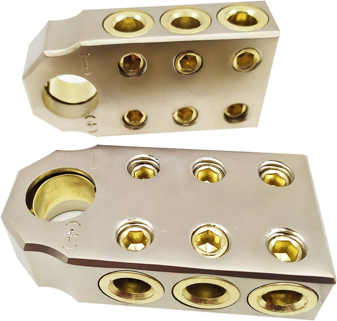 Lifesmells (6)1/0 Gauge AWG Lead-Acid Battery Terminals Clamp Positive and Negative (+/-)(Pair),SAE Battery Post Compatible