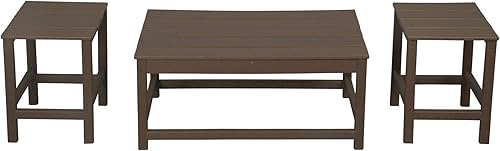 Miniatura 9 de WestinTrends Malibu - Juego de mesa auxiliar y café para exteriores, 3 piezas, para silla Adirondack, color marrón oscuro