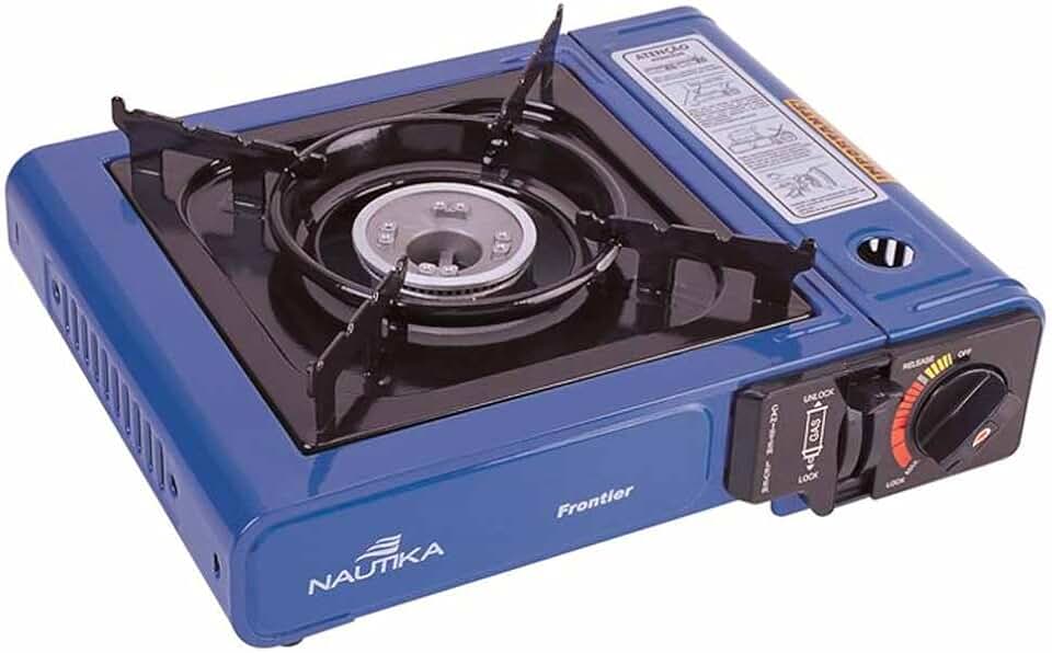 NTK, Fogareiro Frontier Em Aço Esmaltado Com Ignição Eletrônica Apoio De Panela, Chama Regulável, Dispensa Uso De Fósforos, Ideal Para Uso Diário, Camping, Trilha Ou Viagens, Prático E Econômico