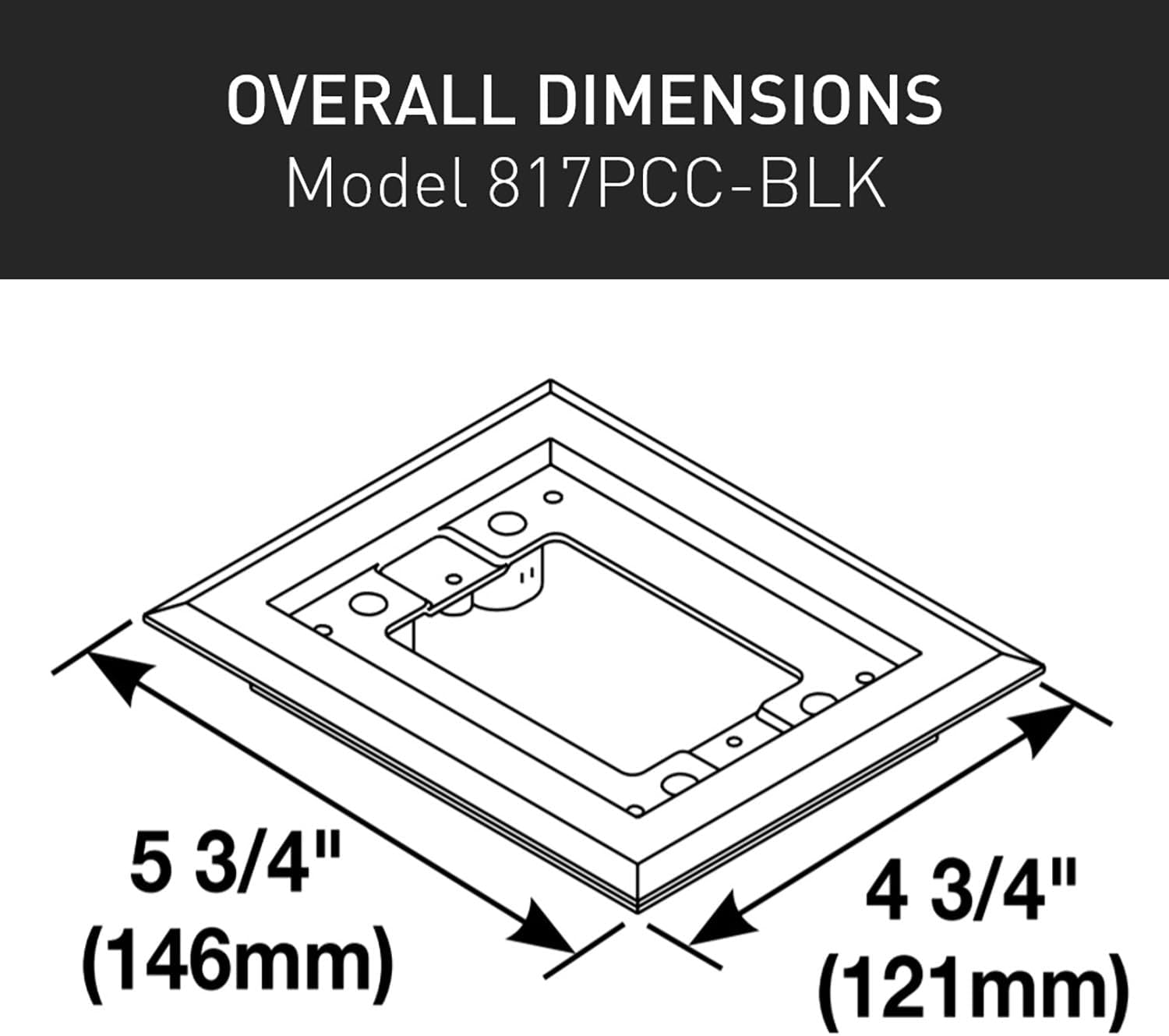 Legrand Wiremold 817PCC-BLK OmniBox/Modulink Single Gang Rectangular Plastic Carpet Flange, Black (1 Pack)