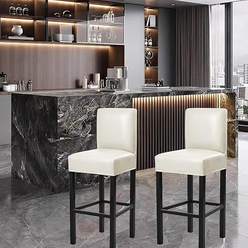 Miniatura 2 de Fundas para taburetes de bar, paquete de 4 fundas elásticas impermeables de poliuretano con respaldo, fundas extraíbles para taburetes de bar,