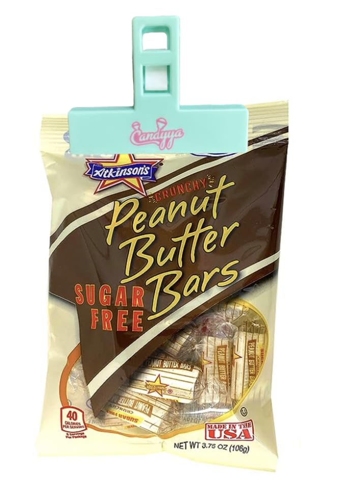 Miniatura 2 de Aperitivos sin azúcar para diabéticos, barra de mantequilla de maní crujiente Atkinson sin azúcar con clip exclusivo Candyya (paquete de 4)