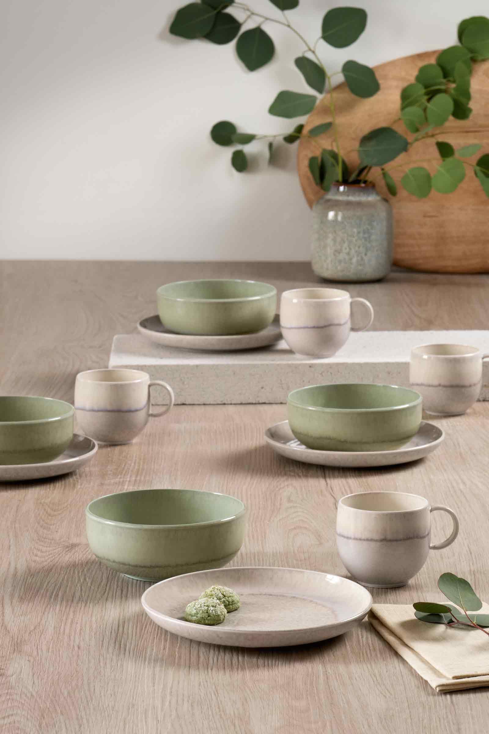 like. by Villeroy & Boch Perlemor Alga Müslischale/Bol 4er Set, 15 cm, Spülmaschinenfest, Mikrowellensicher, Geschirr, Kleine Schalen, Schüsseln Keramik, Premium Porzellan, Grün