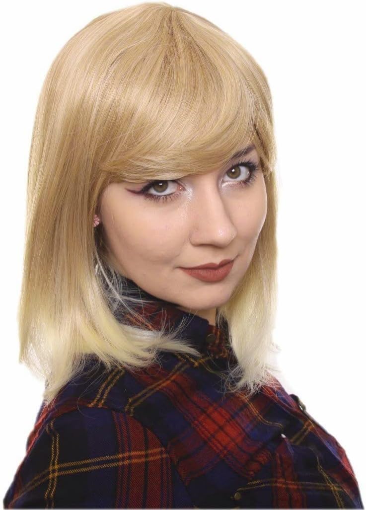 Prettyland Ombre Platinum Blonde Mid-Length Straight matt Natural static-free Wig Layered Cut Face-forming Effect C181 - Image 3