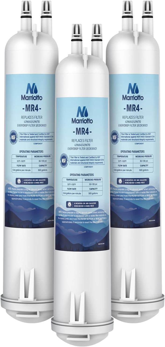 MARRIOTTO MRW4 Refrigerator Water Filter Compatible with EDR3RXD1, 4396841, 4396710, Filter 3, 46-9083,46-9030, 9030, 9083 Refrigerator Water Filter | 3 Pack 3 Count (Pack of 1)
