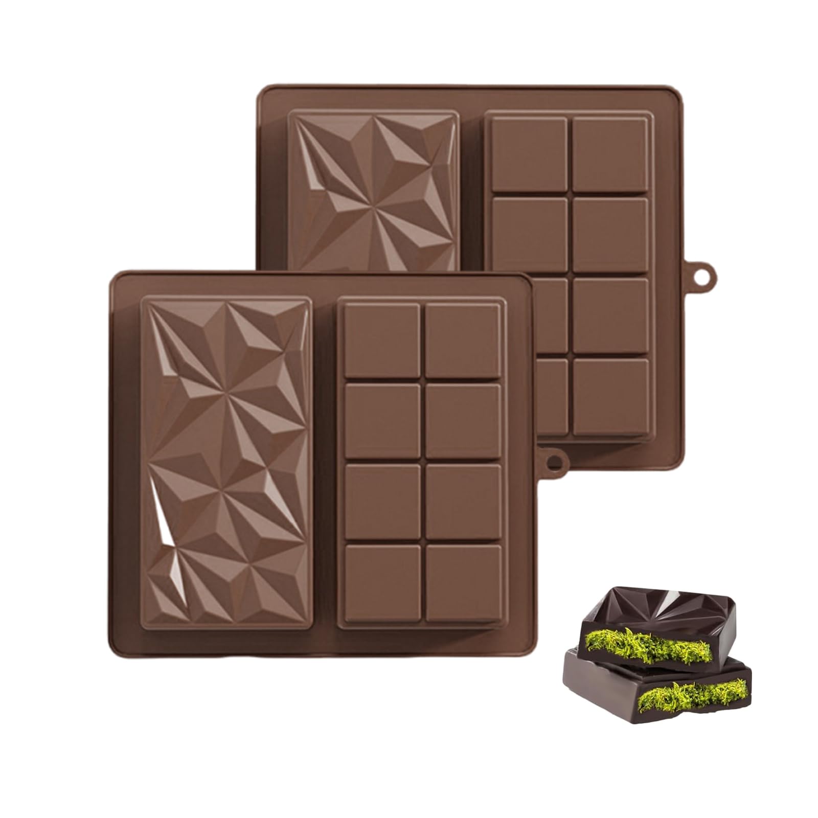 Set di 2 stampi in silicone per cioccolato, stampi in silicone per fiori, stampi per caramelle, stampo in silicone per pan di zenzero, per fare cioccolatini, caramelle, budini, biscotti