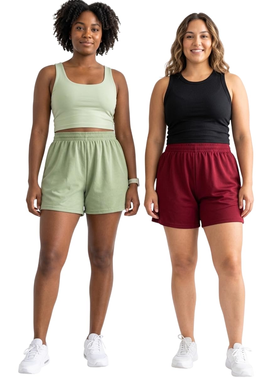 Women’s Combo Shorts Pack of 2 | Velentino Fabric Casual Lounge Shorts for Women & Girls | Soft Elastic Waist Summer Shorts with Side Pockets-picture-14