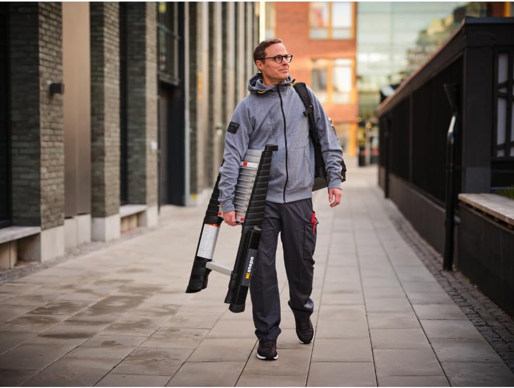 W.Steps Prime 13.5 FT | Telescopic Extension Ladder, ANSI Type 1A Certified, incl. stabilizers