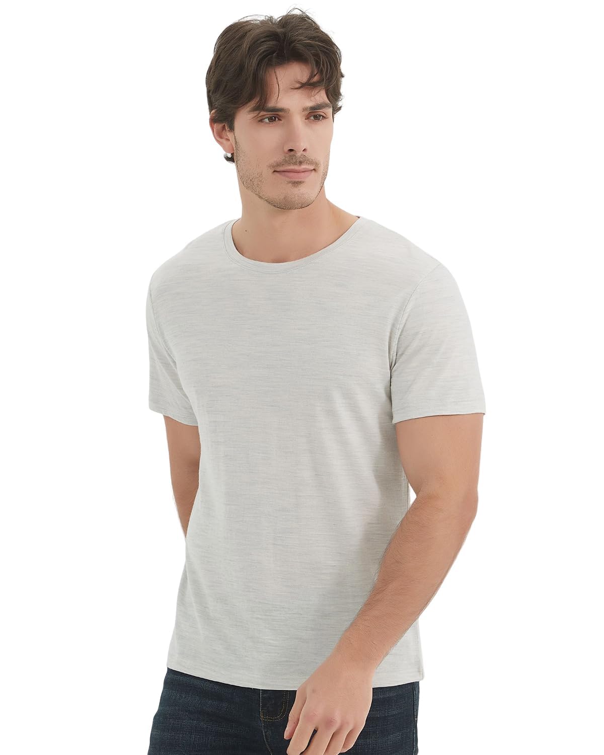 MERIGREENY 100% Merino Wool T-Shirt for Men, Lightweight Everyday Short Sleeve Shirt, Odor Resistance Base Layer