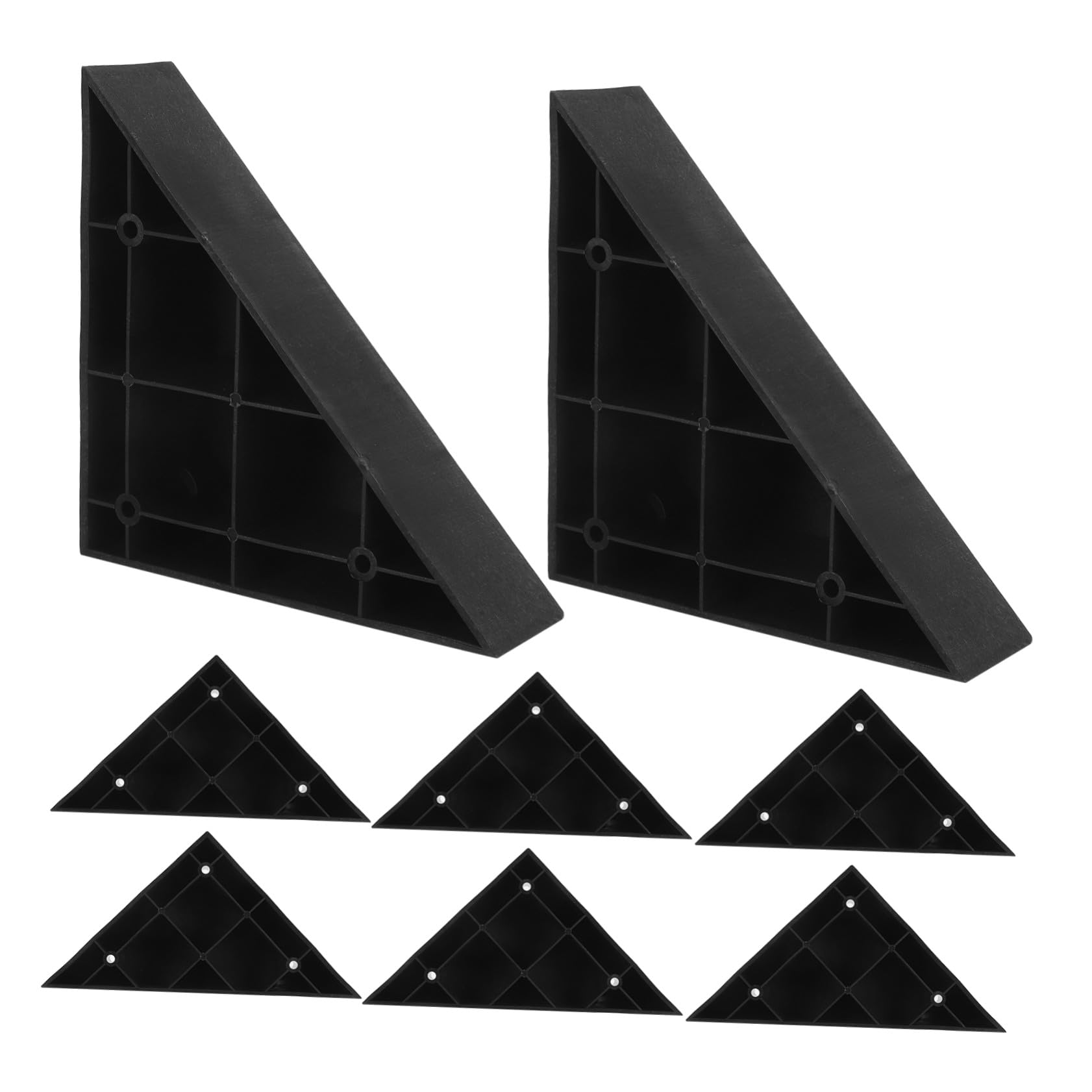 Pieds triangulaires en plastique aspect bois pour rehausser une table basse