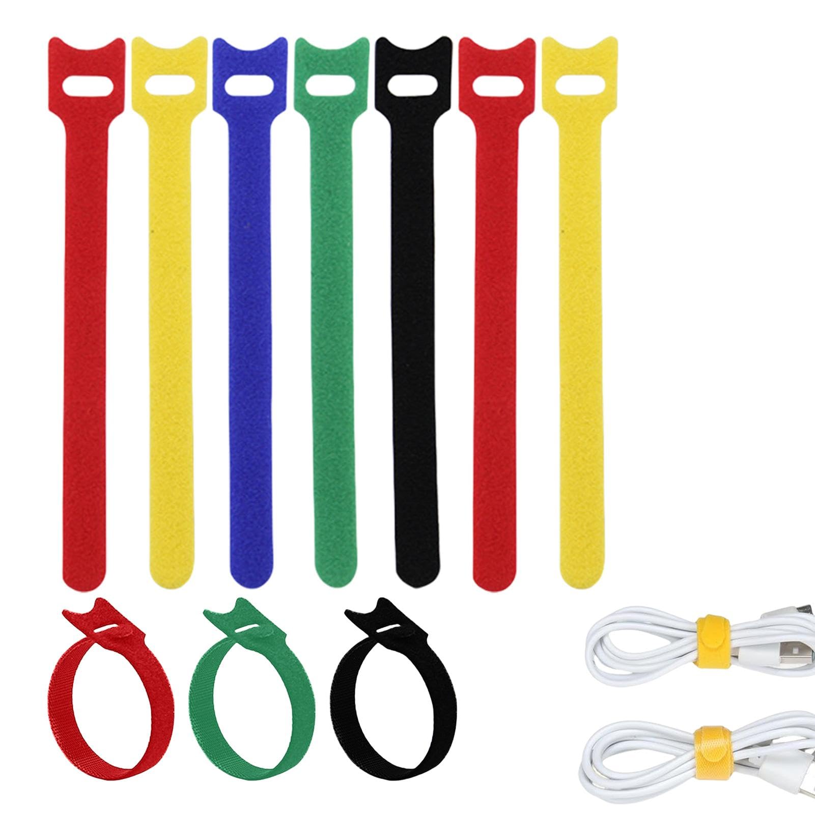 Cable Straps - 10 Fastening Cable Ties | Reusable Cord Organizer | Multipurpose Cable Organizer | Cord Organization Straps for Bundling Hanging & Holding Keychain Headphone Cables