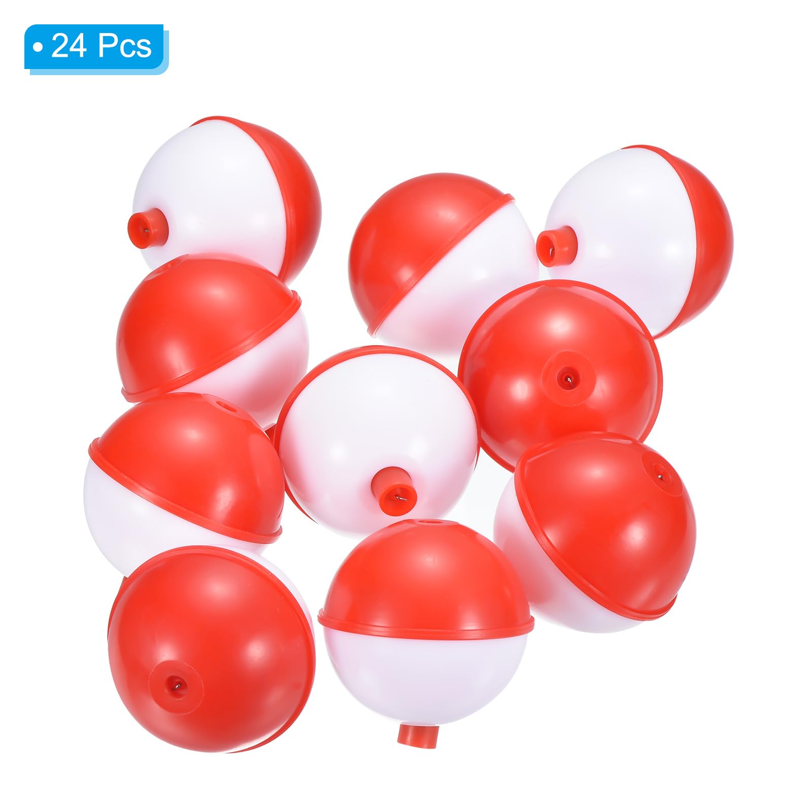 PATIKIL 2 Inch Fishing Bobber, 24 Pack Hard ABS Push Button Round Buoy Fishing Float Tackle, Red and White - Image 3