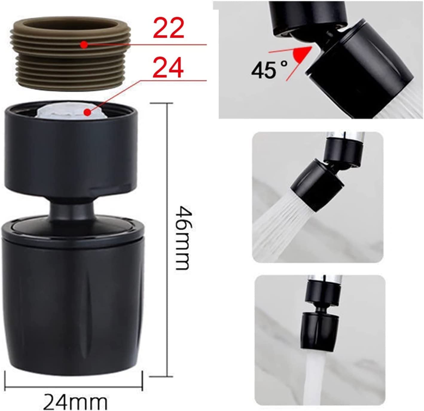 Perlator do kranu Adapter do kranu Aerator do kranu Aerator do kranu, obrotowy perlator zlewu kuchennego Regulowane ciśnienie Głowica kranowa Oszczędzająca wodę Adapter dyszy do baterii prysznicowej d