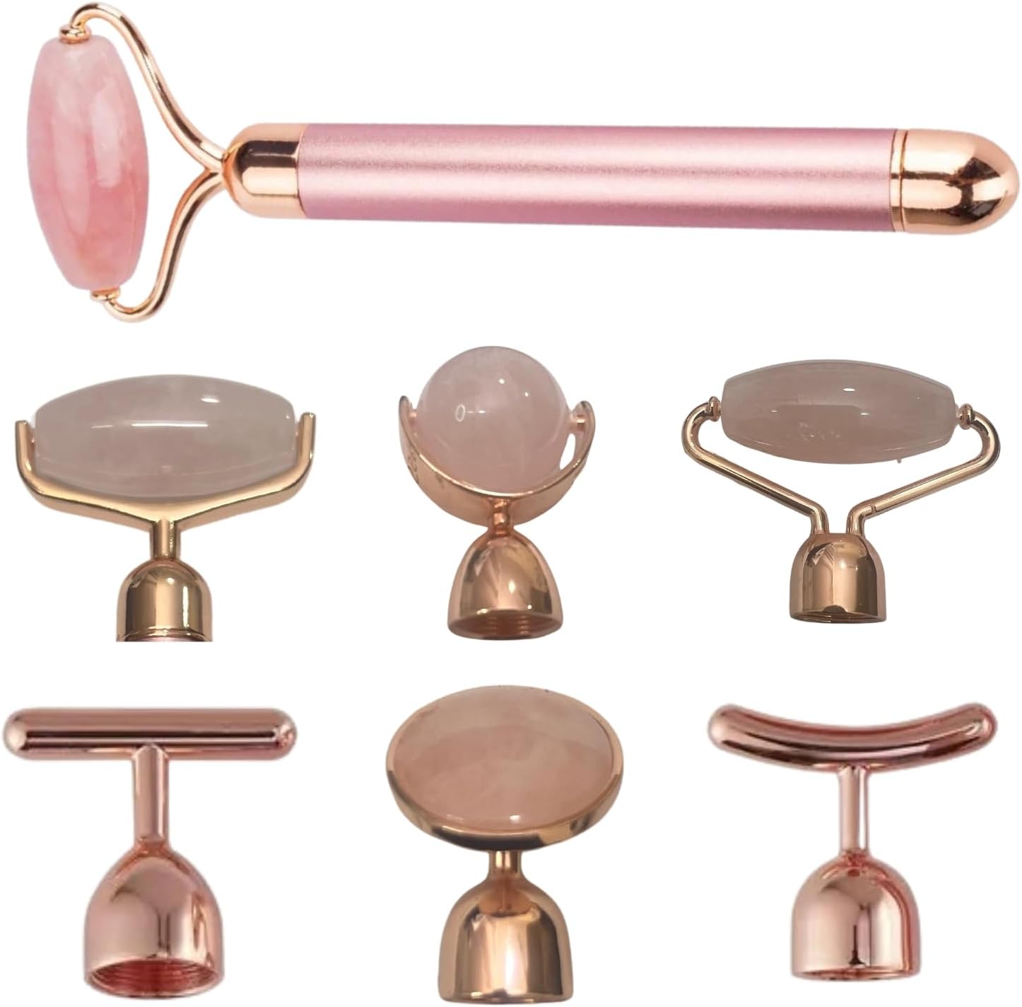 Eizon 6-In-1 Gua Sha Face Tools, Electric Jade Roller for Face, Jade Roller Pink Set, Vibration Jade Roller, Natural Jade Roller for Face, Face Roller Kit Set, Eye Face Roller for Anti-Aging