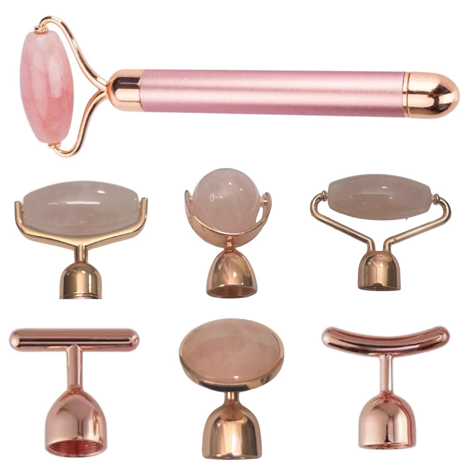 Eizon 6-In-1 Gua Sha Face Tools, Electric Jade Roller for Face, Jade Roller Pink Set, Vibration Jade Roller, Natural Jade Roller for Face, Face Roller Kit Set, Eye Face Roller for Anti-Aging