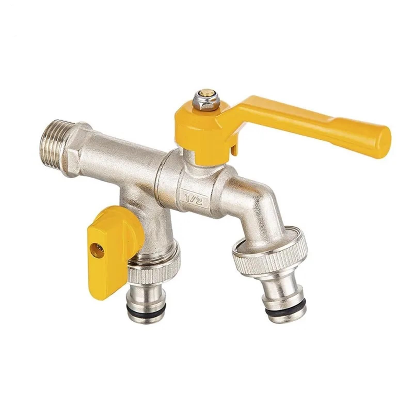 Rubinetto Giardino Rubinetto con valvola a leva da giardino, sfera dell'acqua con connettore doppio/una presa resistente al gelo for tubo del serbatoio IBC(2 tap 26mm)