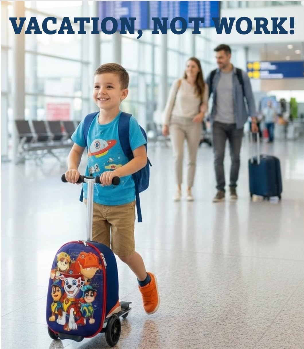 Fast Forward 2-in-1 Kids Scooter Suitcase & Ride-On Carry-On Luggage –Lightweight Carry-On Travel Case with Built-in Kick Scooter (Paw Patrol)