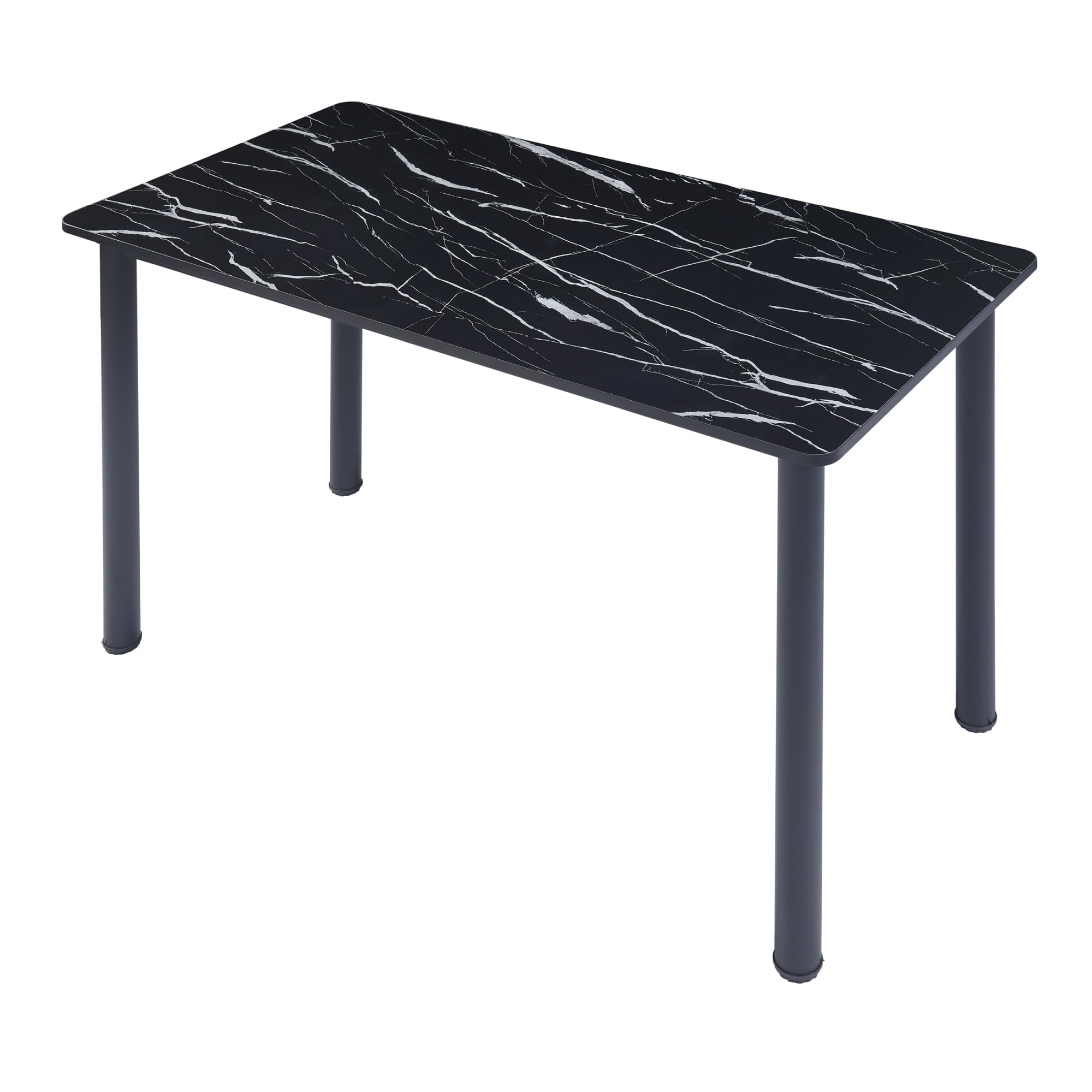 [en.casa] Esstisch Tammela Küchentisch für 4 Personen 120 x 60 cm Esszimmertisch rechteckige Tischplatte Stahlbeine Marmoroptik, schwarz